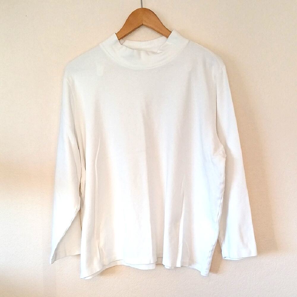 CJ Banks White Mock Neck Long Sleeve Shirt